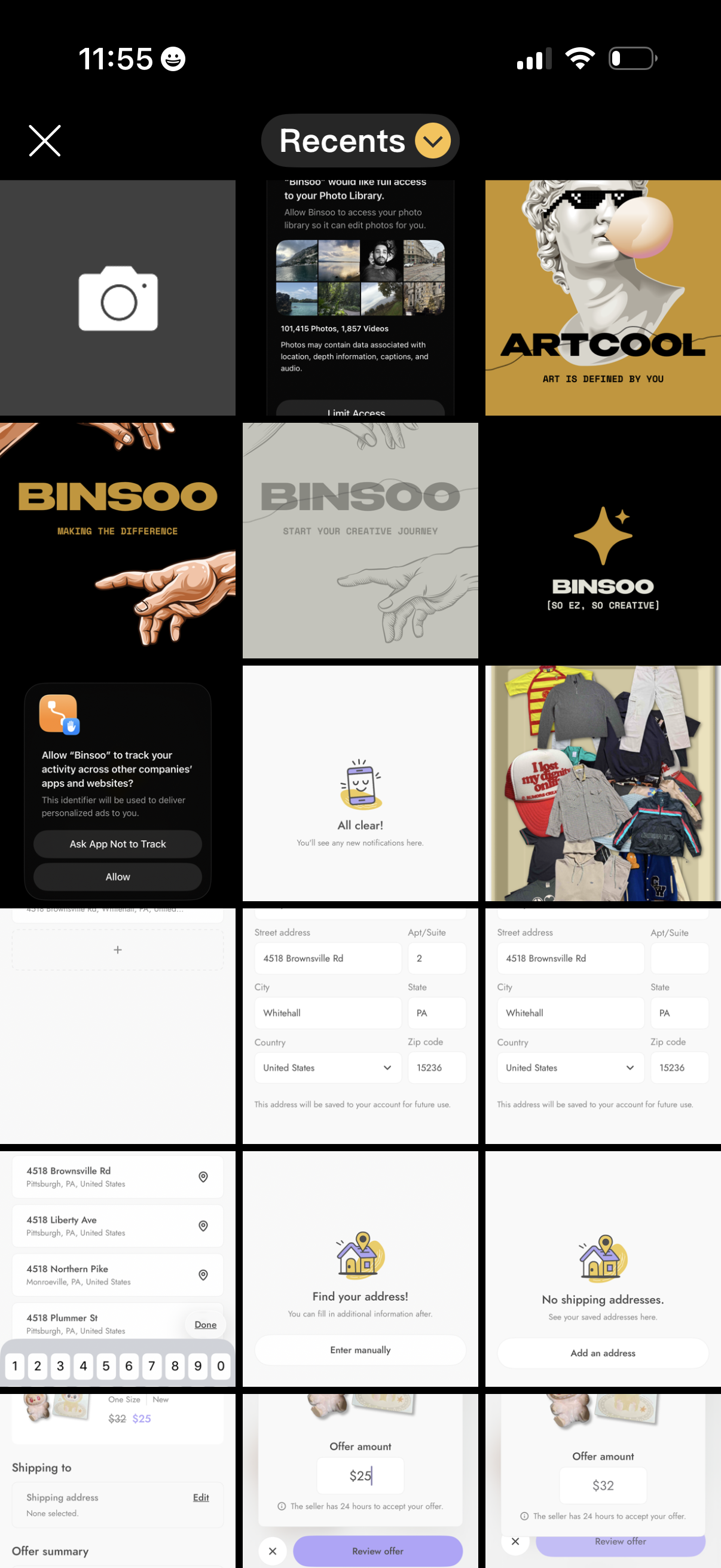 binsoo checkout screenshot